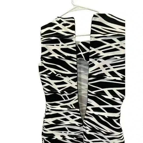 Calvin Klein Zebra Print Tiered Sheath Dress in Black and White Size 2, Pre-Owne - Picture 5 of 6